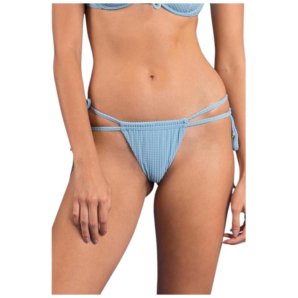 Rio de Sol Women's Pipa Brazilian Thong Bikini Sky Blue/Dot Texture -